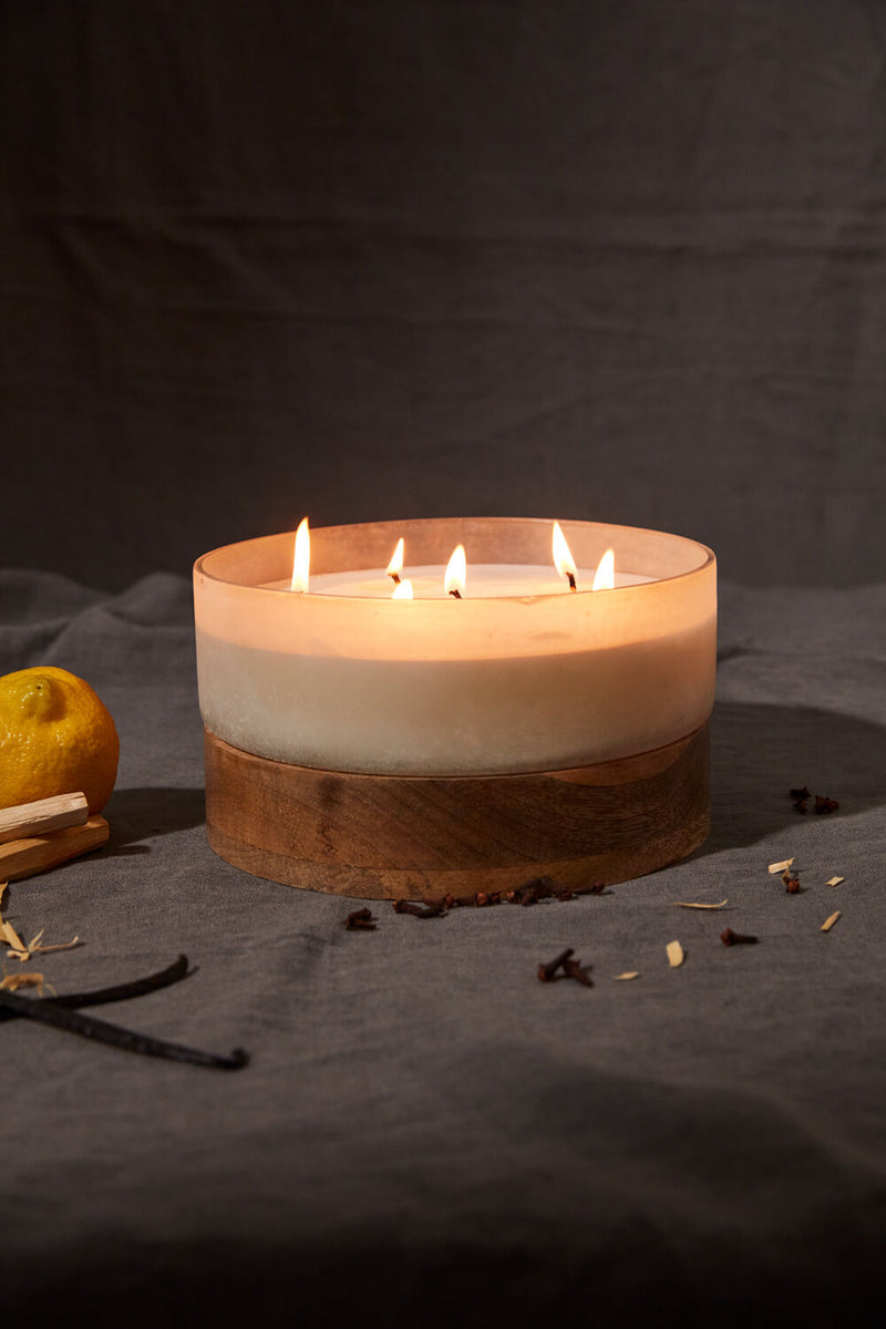 Frosted Wood Candle