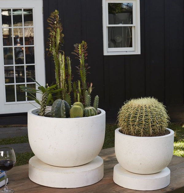 Rustic Concrete Pot with Saucer